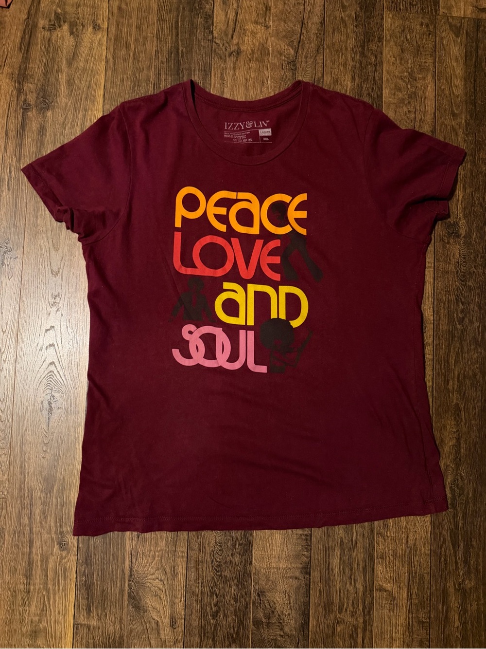 Women's Maroon 'Peace Love and Soul' Graphic Tee
